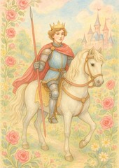 Fototapeta premium Charming fairytale prince illustration.