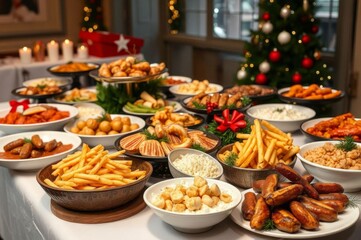 Festive Christmas Catering Buffet Display