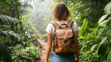 Fototapeta premium Woman Hiking in Forest