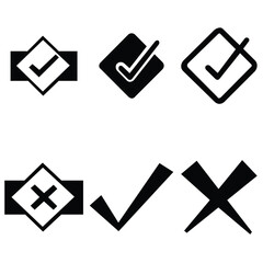 Check mark icons set. Check marks symbol collection. Simple check mark. Quality sign icon.
 Checklist symbols. Approval check flat style - stock vecto