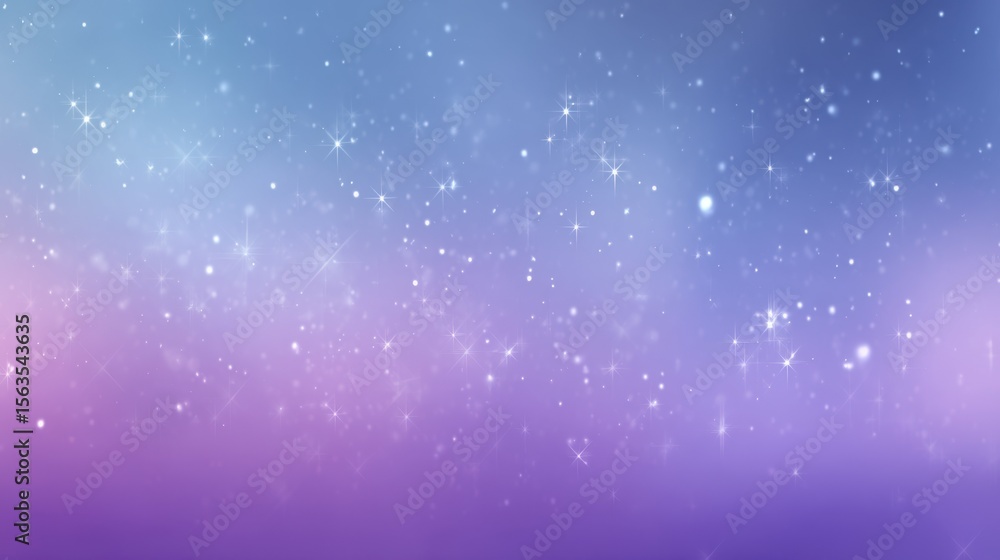 Poster Soft blue and purple gradient background with tiny shining stars floating gently in a horizontal frame layout.