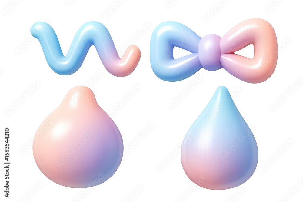 Poster abstract inflated forms illustration in a simple composition for modern design