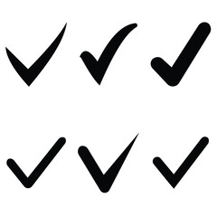 Check mark icons set. Check marks symbol collection. Simple check mark. Quality sign icon.
 Checklist symbols. Approval check flat style - stock vecto