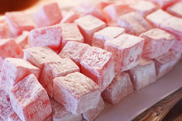 Heap of Mouthwatering Rose Flavored Turkish Delights