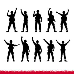 Obraz premium silhouette of soldiers celebrating independence