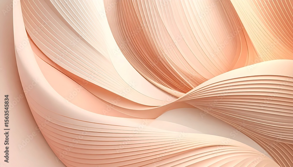 Poster abstract swirling peach and cream colored layers creating a flowing, wave-like pattern.
