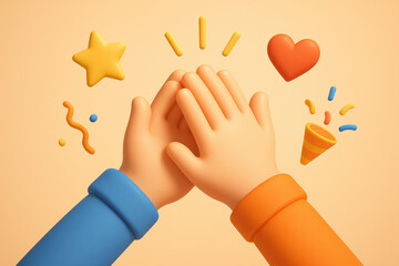 illustration of clapping hands and celebration elements in a simple style for festive design