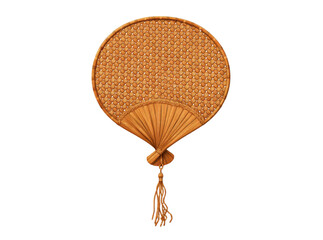 Obraz premium Elegant woven bamboo hand fan with tassel decorative wall hanging, Isolated On Transparent Background, Png Cut Out