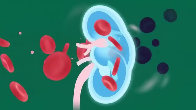 Human Kidney with Blood Filtration.