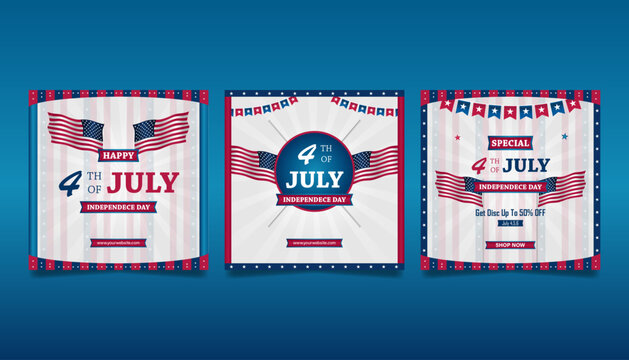 Independence day 4th of july template design for instagram or any social media post