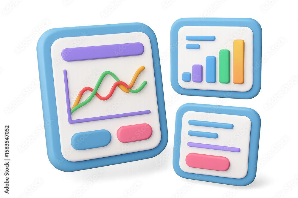 Poster modern simple interface screens illustration for tech design and data visualization