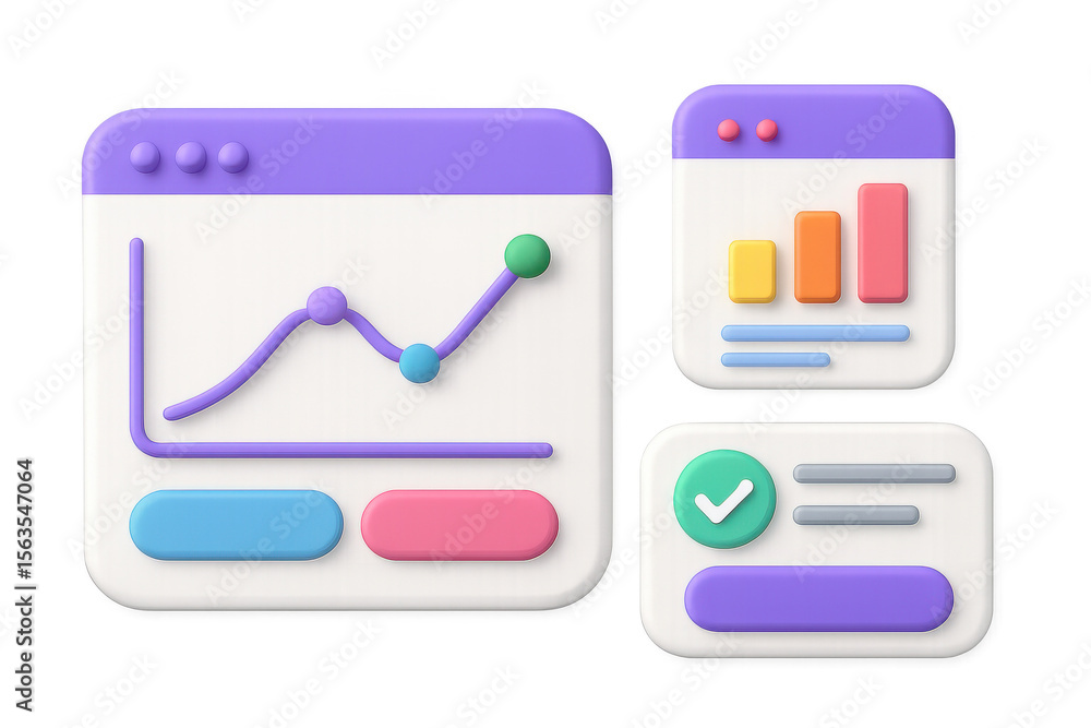 Poster modern user interface screens illustration - data visualization and analytics for digital design