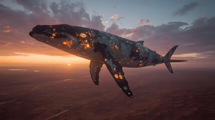 Sky Whale Over Desert