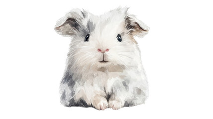Obraz premium Cute fluffy bunny with gray and white fur sitting adorably on a plain background in a whimsical, artistic style on transparent background
