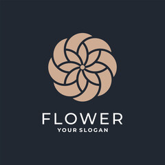 Elegant flower logo with circular abstract petals