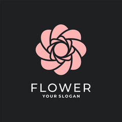 Obraz premium Minimalist pink flower logo design for branding and business identity