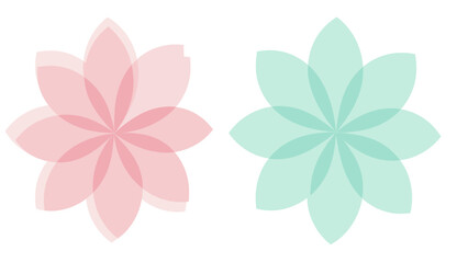 Pastel Floral Mandala Designs: Pink and Mint Green Geometric Flower Icons