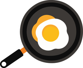  fried egg on frying pan on white back