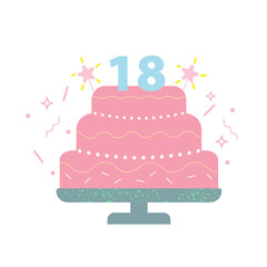 Birthday cake vector illustration, card, poster