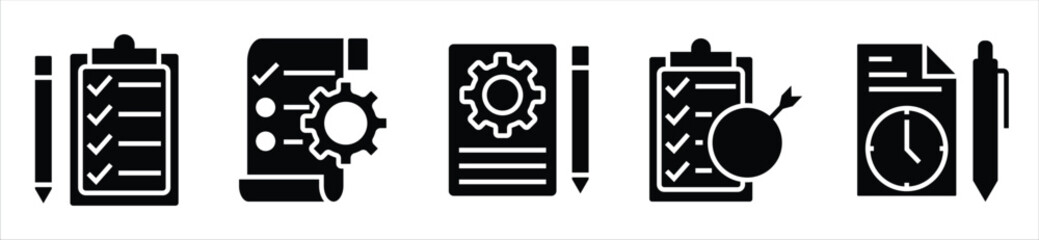 Checklist and Task Management Icons — Planning, Goals, and Productivity Outline Symbols