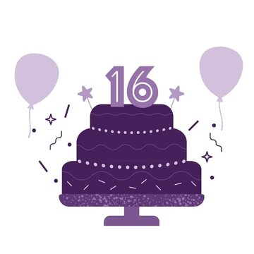 Birthday cake animation card, poster