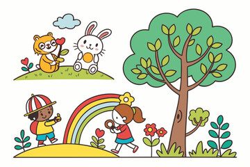 Fototapeta premium kids and tree