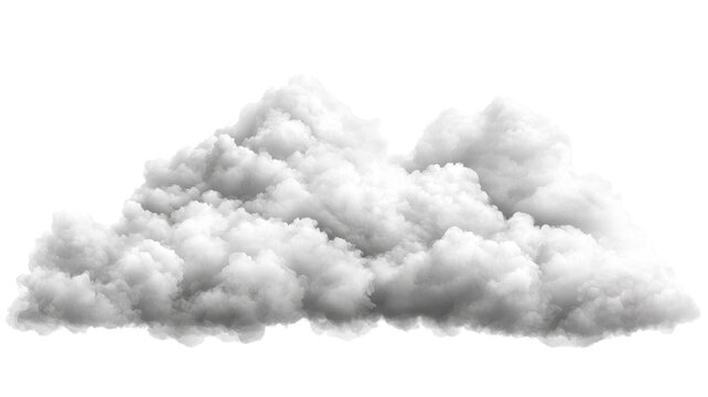 Puffy gray clouds drift softly across a clear blue sky, suggesting the arrival of gentle rain in the peaceful afternoon atmosphere on transparent background