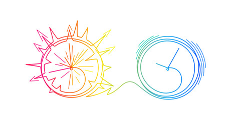 Alarm clock. Chaos. Deadline concept. Linear sign