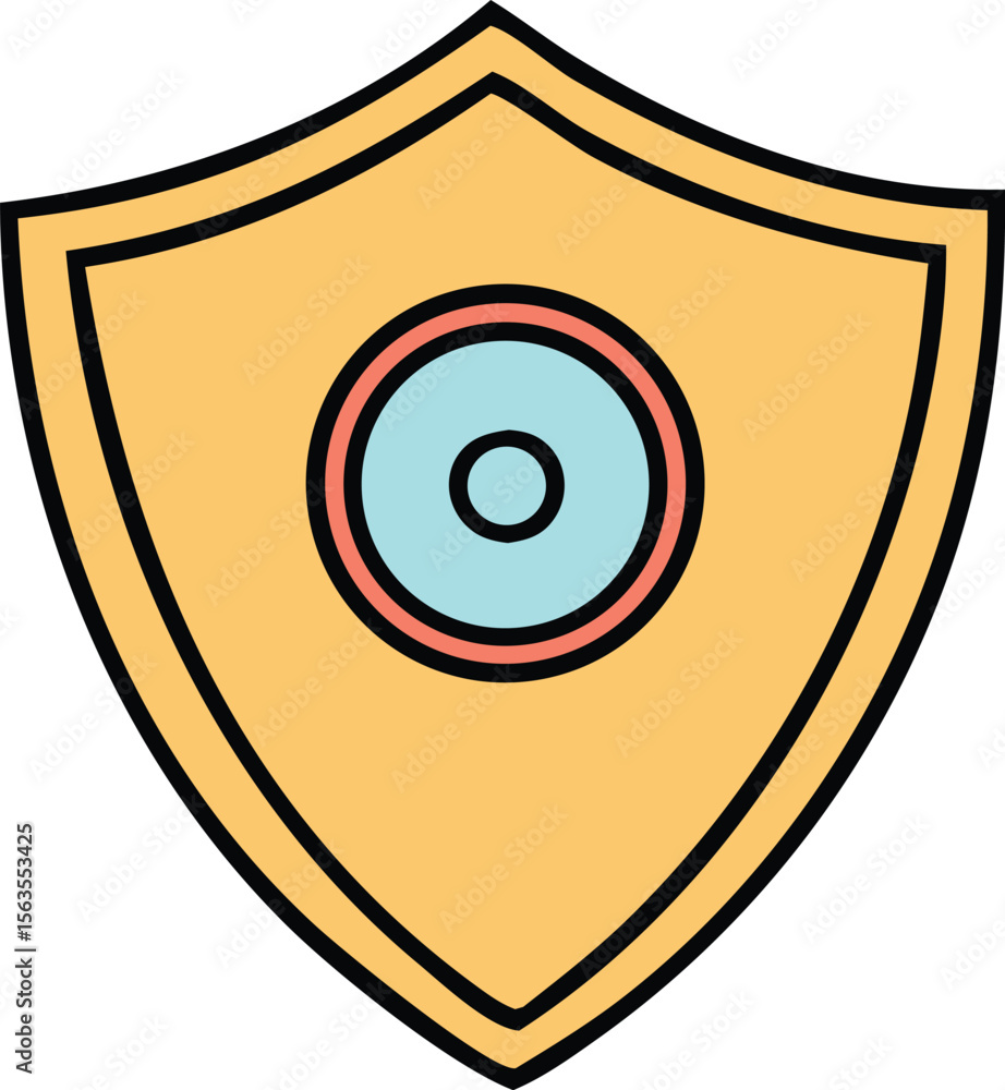 Poster stylized shield icon with concentric circles and a subtle textured pattern for digital security and 