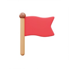 3d red flag icon isolated on white background