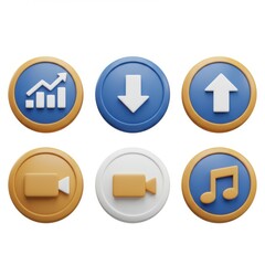 3d app icons set isolated on white background