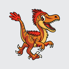 Cute Deinonychus Dinosaur isolated cartoon illustration with light background