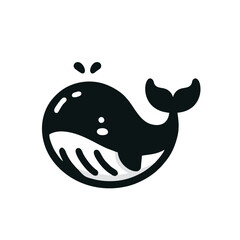 Naklejka premium Whale Humpback logo icon design illustration black white