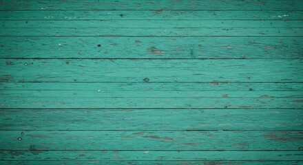 Weathered horizontal wooden planks with peeling turquoise paint showing distressed texture
