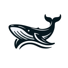 Obraz premium Whale Humpback logo icon design illustration black white