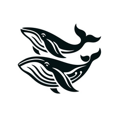 Obraz premium Whale Humpback logo icon design illustration black white