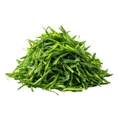 Pile of freshly chopped green tarragon herb isolated on transparent background