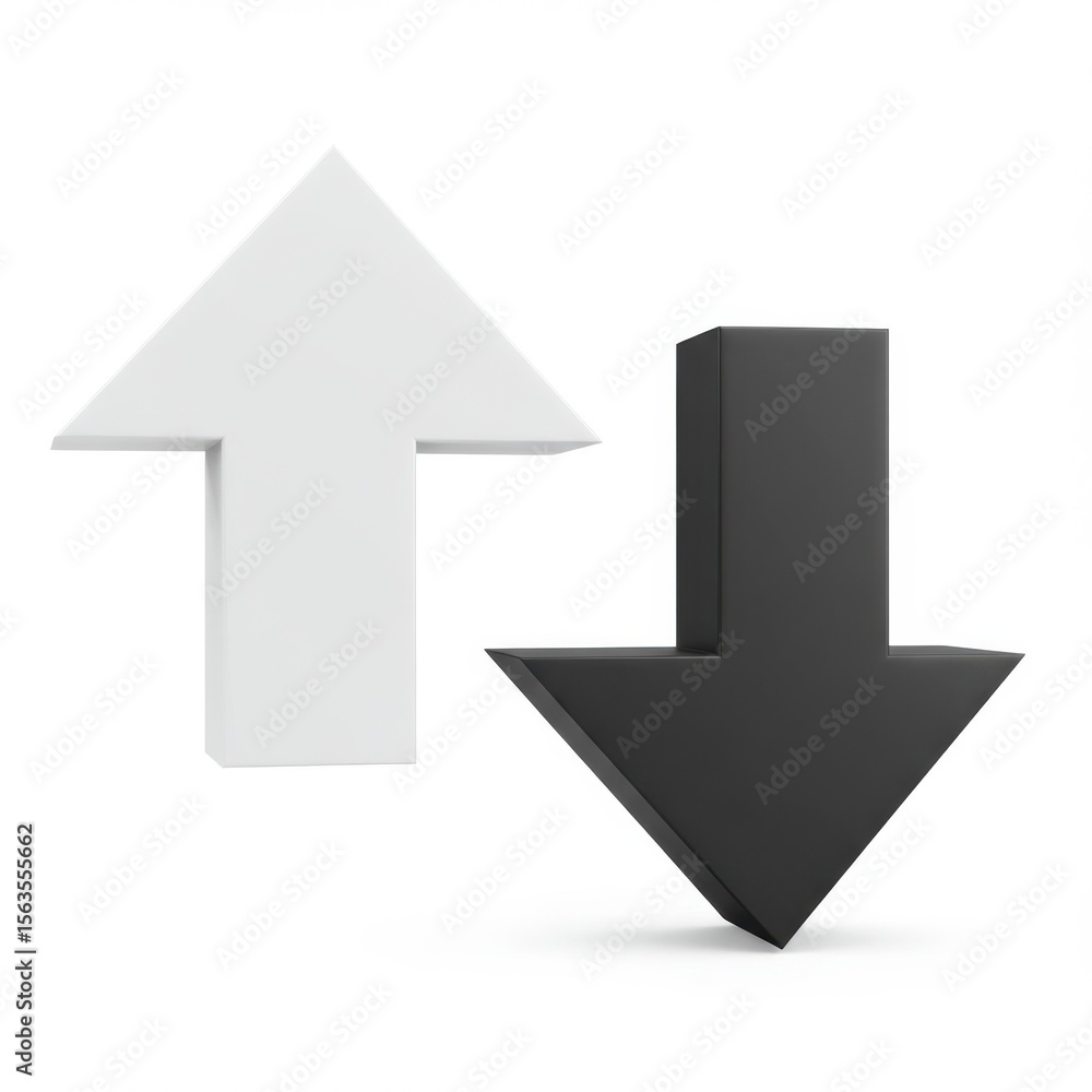 Poster 3d up and down arrows set isolated on white background