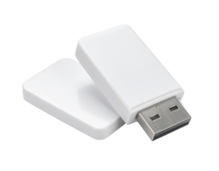 White USB drive with protective cap isolated on white or transparent png
