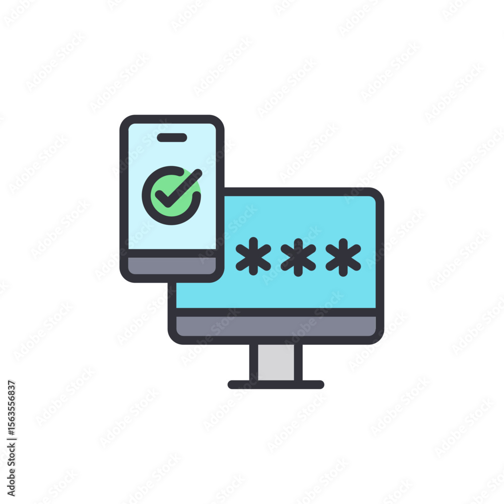 Poster two factor authentication for secure account access on a transparent backdrop