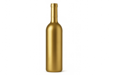 Golden wine bottle isolated on transparent background, ideal for showcasing your designs and labels