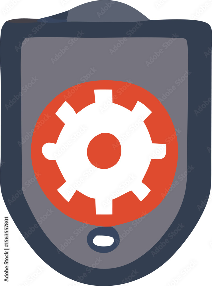 Poster stylized icon representing a digital device with a central gear symbol suggesting settings or mechan
