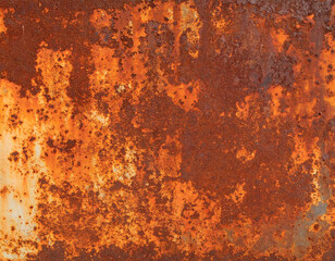 Rusted Metal Sheet Texture: Orange-Brown Tones, Flakes, Oxidation