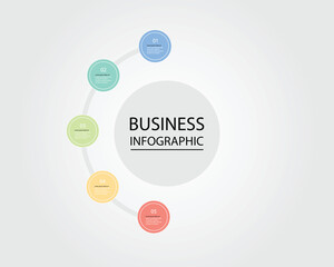 Business Infographic modern design template for banners and infographics for 5 circle step 