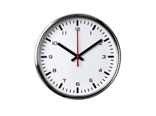 Modern minimalist clock design showing the time twelve oclock, Isolated On Transparent Background, Png Cut Out