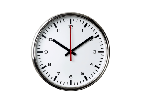 Modern minimalist clock design showing the time twelve oclock, Isolated On Transparent Background, Png Cut Out - Powered by Adobe