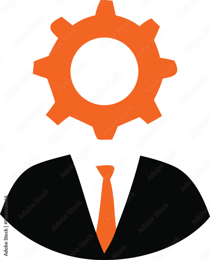 Aufkleber abstract representation of a person with a gear for a head symbolizing intellect innovation and mech