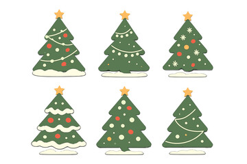 Colorful Christmas tree decorations for festive holiday celebrations with various designs arranged together
