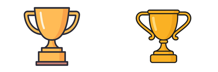 Collection of two golden trophies showcasing different design styles and details in a minimalistic style