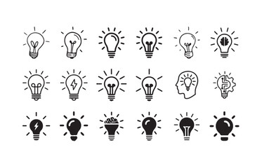 Ideas icon set., Light Bulb Icon Set,  Innovation and Idea Symbols Collection, vector illustration eps 10.